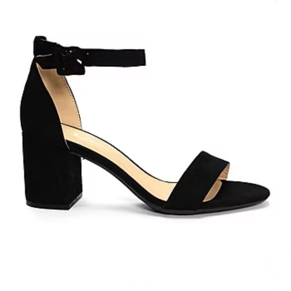 CL by Laundry Shoes - CL By Laundry® Jody Heeled Sandals Black Suede Look
